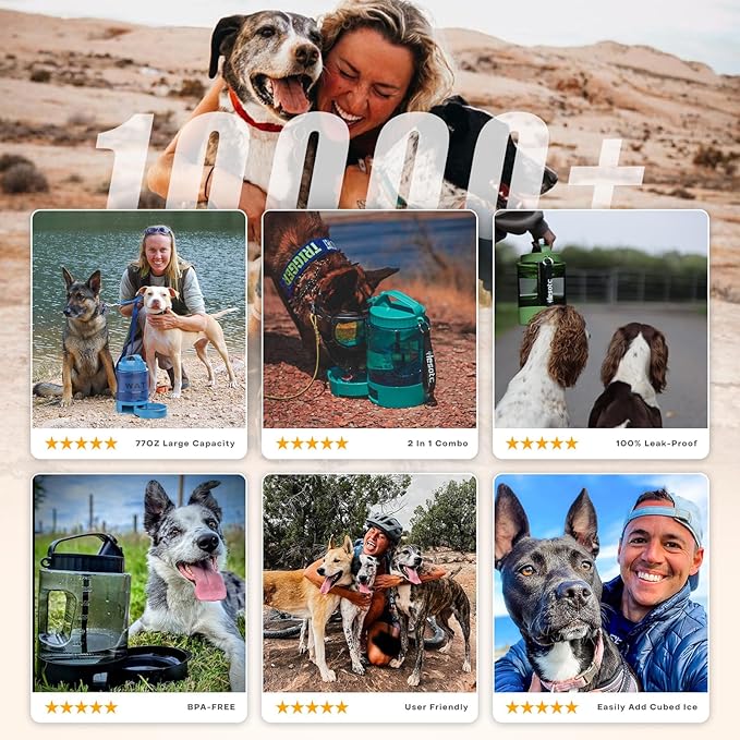 Portable Dog Travel Water Bottle - 77oz Large Travel Water Bowl for Dogs Camping Hiking Beach Traveling Essentials,Big Pet Bottles Bowl Water Dispenser for On The Go Park Car Walking Accessories