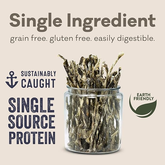 Polkadog Cod Skins for Dogs (2lb Regular) - Single Ingredient, Wild-Caught Fish Skin Dog Treats for All Breeds – High in Lean Protein & Omega-3. Hypoallergenic, Grain Free. Handcrafted & Made in USA