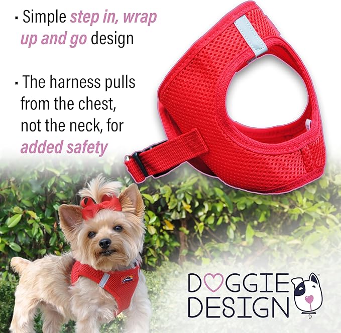 DOGGIE DESIGN American River Ultra Choke-Free Mesh Dog Harness Red (XX-Small)