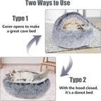 Cat Beds & Dog Bed with Cover Cave, Dog Beds for Small Dogs, Round Soft Plush Donut Calming Pet Bed for Indoor Cats or Small Dog, Washable Puppy Bed with Non-Slip Bottom-16inch