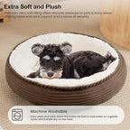 Love's cabin Round Donut Cat and Dog Cushion Bed, 25in Pet Bed for Small or Medium Dogs, Anti-Slip & Water-Resistant Bottom, Soft Durable Fabric Pet Beds, Washable Calming Cat Bed Brown Stripe