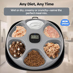 Rechargeable Automatic Timer Cat Feeder, Wet Food Auto Pet Food Dispenser for Small Dogs with Programmable Timer 8 oz per Meal, 5+1 Meals, Black
