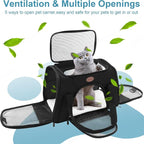 Cat Carrier Dog Carrier Pet Carriers for Medium Small Cats Dogs Puppies up to 15 Lbs,TSA Airline Approved Small Dog Cat Carriers Soft Sided,Collapsible Travel Puppy Carrier (Black, Medium)