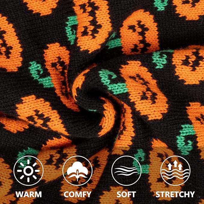 KYEESE Halloween Dog Sweater with Leash Hole Cute Pumpkin Turtleneck Puppy Warm Soft Orange Knitwear for Cat Dogs boy Cozy Puppy Sweater for Small Dogs Girl Comfortable Snug Dog Clothes, Small