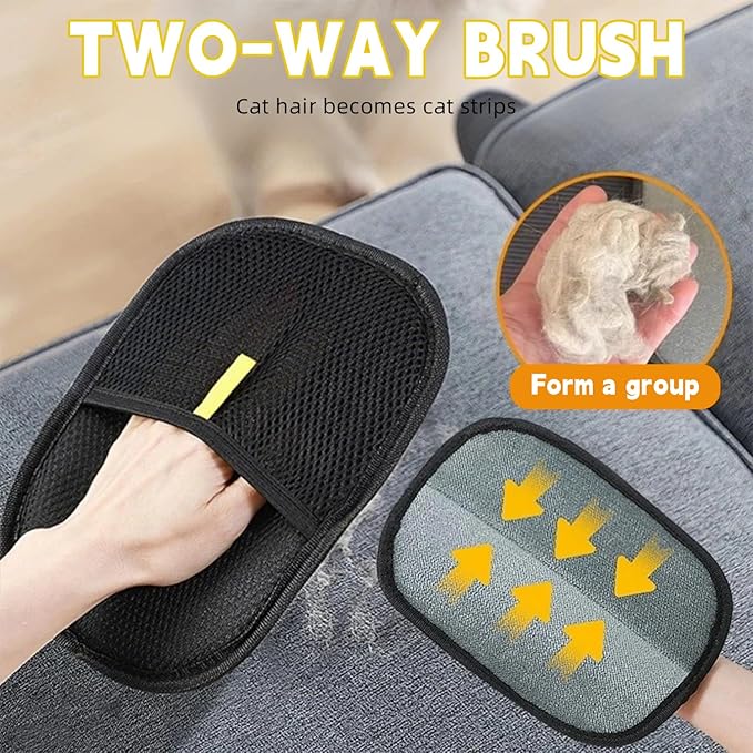 Pet Hair Remover Glove,Electrostatic Pet Hair Removal Gloves for Couch,Cat Grooming Gloves,Reusable Cat and Dog Hair Remover for Sofas,Furniture,Carpets,and Curtains (3 PCS)