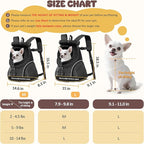 WOYYHO Pet Dog Carrier Backpack with Top and Side Windows, Small Dog Front Backpack Ventilated Dog Back Pack with Safety Belt for Travel Hiking Outdoor Adventures (Size M: 5-9 lbs, All Black 2.0)