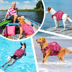 Kuoser Dog Life Jacket High Flotation, Reflective Dogs Life Vest for Swimming Boating, Adjustable Small Medium Large Dog lifejacket, Lightweight Dogs Life Preserver Rescue Handle Spring Summer Pool