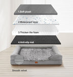 Gimars 3.7in Thickened Orthopedic Dog Bed for Large Dogs, Supportive L Dog Sofa Bed with Bolster & 28D Egg-Crate Mattress, Waterproof Lining, Washable Plush Cover for Arthritic Dogs
