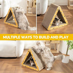 CATISM Cat Scratcher Cat Scratching Board - Foldable - Triangle, 6 Usable Sides Scratchers for Indoor Cats, Durable Recyclable Cats Cardboard Vertical(Pack of 3)