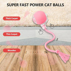 Interactive Cat Toys, Automatic Moving Cat Toys for Bored Indoor Adult Cats, Fast Rolling, Chirping & Motion-Activated Kitty Toys, Fun Gift for Cats with Speedy Tail 2.0, USB Rechargeable,Pink