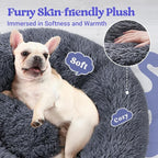 rabbitgoo Dog Bed for Small Dogs, 24 inches Washable Small Dog Bed, Fluffy Donut Dog Bed Anti-Slip, Calming Soft Plush Round Pet Bed for Dogs, Fits up to 18 lbs Pets, Dark Grey