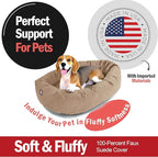 Majestic Pet 32 Inch Suede Calming Dog Bed Washable 32x23x7 (Inch) – Cozy Soft Round Donut Dog Bed with Spine Support for Dogs to Rest Their Head - Pet Bed Medium – Stone (2025)