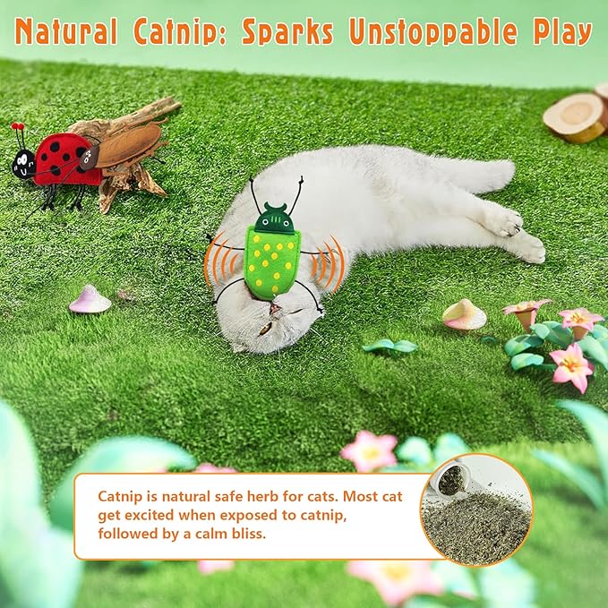 3 Pack Catnip Toy for Cats,Realistic Bug Cat Toys,Bell Sould Kitten Bite Kicker Toys, Interactive Kitty Toys for Christmas Cats Gift