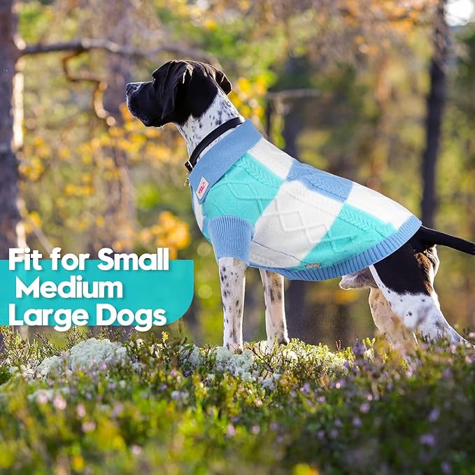 Pullover Dog Sweater,Half Chest Lapel Design Pet Sweaters for Dogs Boys or Girls,Pet Knitted Dog Clothes,Pet Clothing,Suitable for Various Sizes or Breeds Dogs Sweaters(Blue Group,M)