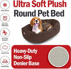 Majestic Pet 32 Inch Suede Shredded Memory Foam Mix Calming Medium Dog Bed Washable 32x23x7 (Inch) - Cozy Soft Round Donut Dog Bed with Spine for Head Support - Pet Bed Chocolate
