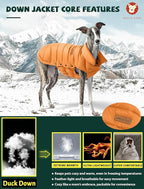 SPACE LION Puffer Jacket, Down Winter Coat, Waterproof, Windproof, Lightweight Jacket, Adjustable Fit for Small Dogs(Orange,XS)