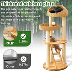 Big Modern Design Cat Tree Tower, Cat Tower Sisal-Covered Scratching Posts for Indoor Cats, Natural Oak Wood Cat Tree for Large Cats, Multi-Level Cat Condo with Sisal Staircase