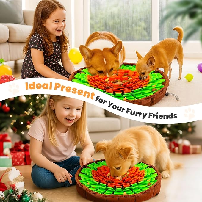 PETCARE Snuffle Mat for Dogs Adjustable Slow Feeder Bowl Interactive Enrichment Puzzle Toys for Small Medium Large Breed Dogs Cats Puppy Sniff Foraging Mats Mental Stimulation Treat Game, 19*19 inch