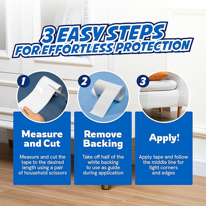 2 Rolls Cat Scratch Furniture Protector Tape – Double-Sided Sticky Training (4" x 20ft Each) – Anti-Scratch Sofa & Couch Guard – Clear, Easy to Apply & Remove – Not for Leather, Velvet, Microfiber