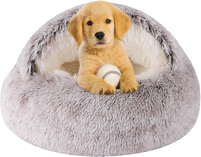 Dog Beds for Small Dogs, Cat Bed Cave, Washable Cute Cat Bed, Cozy Nook Pet Bed for Dogs or Cats, Anti-Slip Puppy Bed Fits up to 22 lbs Pets(Coffee, 24" x 24")