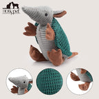 Hollypet Plush Dog Squeaky Toy Stuffed Armadillo Animal Pet Puppy Chew Toys with Clean Teeth for Small Medium Large All Breed Sizes Dogs, Deep Green, 14 in