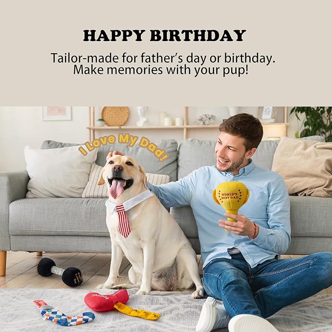 Nocciola 5 PCS Father's Day Dog Toys, Fun Squeaky Dog Toy for Small Medium Breed, Puppy Puzzle Dog Toy to Keep Them Busy