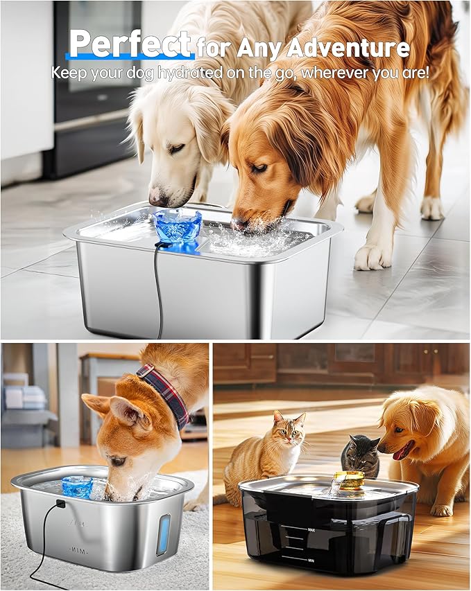 Replacement Dog Water Fountain Pump for lesotc Stainless Steel Pet Fountains, Quiet Cat Water Bowl Dispenser Pump with LED Low Water Shut Off, Fits 3 Gallon Large Dog Models D2223 D2322 D2341 D2419