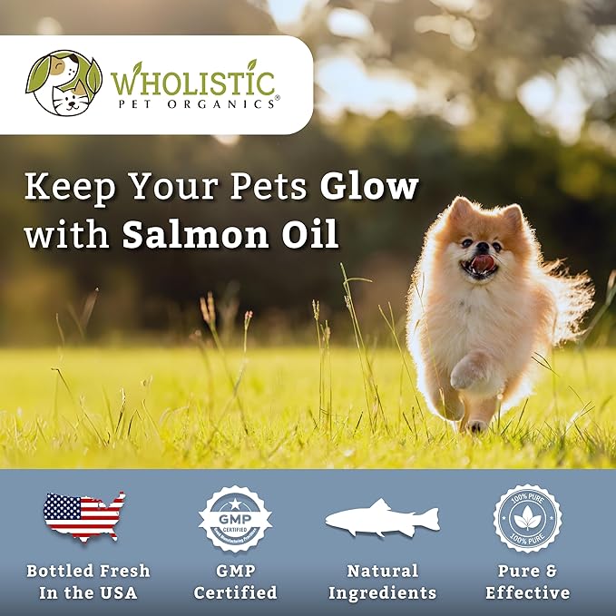 Wholistic Pet Organics Wild Alaskan Salmon Oil for Dogs - 500 Soft Gels - Rich Omega 3 Fish Oil with EPA & DHA for Skin, Coat, Joint, and Heart Health - Choice for Dog Skin & Coat Care