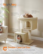 Feandrea Cat Tree, 39.8-Inch Cat Tower, XL, Cat Condo for Extra Large Cats up to 44 lb, Large Cat Perch, 2 Cat Caves, Scratching Post, Beige UPCT614M01
