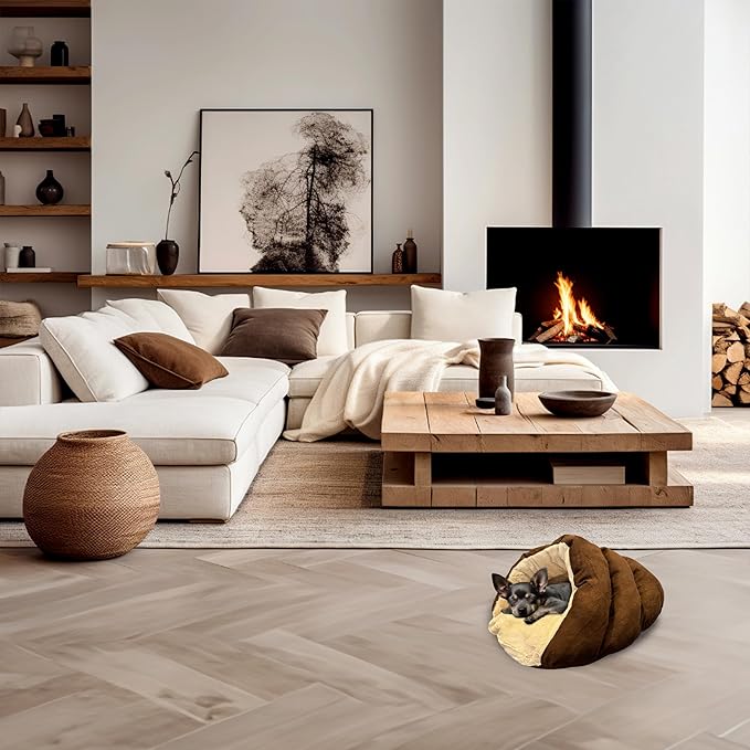 SPOT Sleep Zone Cuddle Cave - Cat Cave Bed for Indoor Cats and Mini Dogs, Durable, Comfortable, Washable for Kittens and Puppies under 10 lbs and 12 inches Long, Chocolate Color