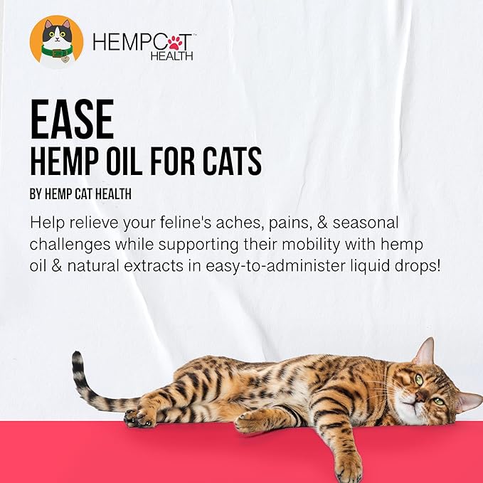 Ease for Cats - Natural Cat Hemp Oil for Mobility & Joint Support - Senior Cat Wellness Drops for Hip & Joint Comfort