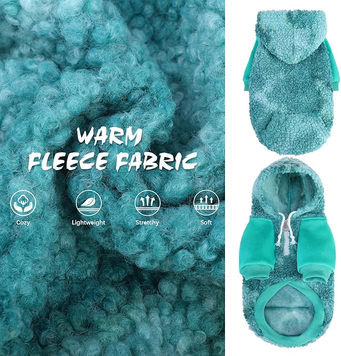 BINGPET Tie Dye Dog Hoodie,Fleece Dog Sweatshirt Puppy Sweater with Leash Hole,Warm Dog Sweater Dog Winter Clothes with Pocket,Pet Outfit Dog Sweaters for Small Medium Dogs Boy and Girl (Blue,S)