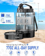 Dog Water Bottle Travel Bowl, 77oz Large Portable Dog Water Bowl Dispenser, Leakproof Pet Drinking Bottle Dispenser for Hiking Camping Walking Travelling Beach Car Trips, BPA Free, Black