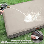 Outdoor Large Dog Bed, Waterproof Dog Bed for Large Dogs, Egg Crate Foam Pet Bed with Removable Washable Oxford Cooling Cover, Khaki