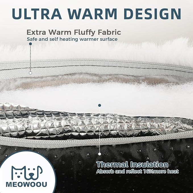 Self Warming Cat Mat Self Heating Cat Bed 30" x 20" Thermal Cat Mat Extra Warm Dog Bed Cat Beds for Indoor and Outdoor Cats Pet Heating Pad for Kittens Small Puppy Pets with Washable Removable Cover