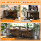 Dog Crate Furniture, Wooden Dog Crate 43in, Decorative Cage with End Table for Dog Indoor Kennel, High Anxiety Dog, Escape-Proof Locks for All Breeds