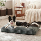 Dog Bed Medium Size Dog, Flat Pet Beds with Removable Washable Cover, Pet Mat Cute Crate Bed Thick Shredded Chopped Crate Foam & Anti Slip Bottom for Indoor, 29"x21"x3" Grey