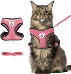 shudyear Summer cat Chest Harness and Leash, Anti-Escape Adjustable Soft mesh cat Leash and Chest Harness Set for All Types of Cats cat Vests (Size XL,Pink)