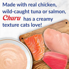 INABA Churu Cat Treats, Lickable, Squeezable Creamy Purée Cat Treat with Green Tea Extract & Taurine, 0.5 Ounces Each Tube, 20 Tubes, Tuna Variety Box