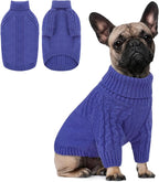 Queenmore Medium Dog Sweaters for Male Female Dogs, Soft Cozy Turtleneck Doggy Sweater for Winter, Long Sleeve Warm Puppy Pullover, Winter Xmas Pet Clothes for French Bulldog Dachshund (Blue,M)