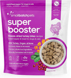smallbatch Freeze Dried Dog Treats, Superfood Food Topper Turkey Bites for Dogs & Cats, Probiotics, Organic Ingredients, High Protein, Grain Free Healthy Food Topper, Made in The USA, 18 oz Bag