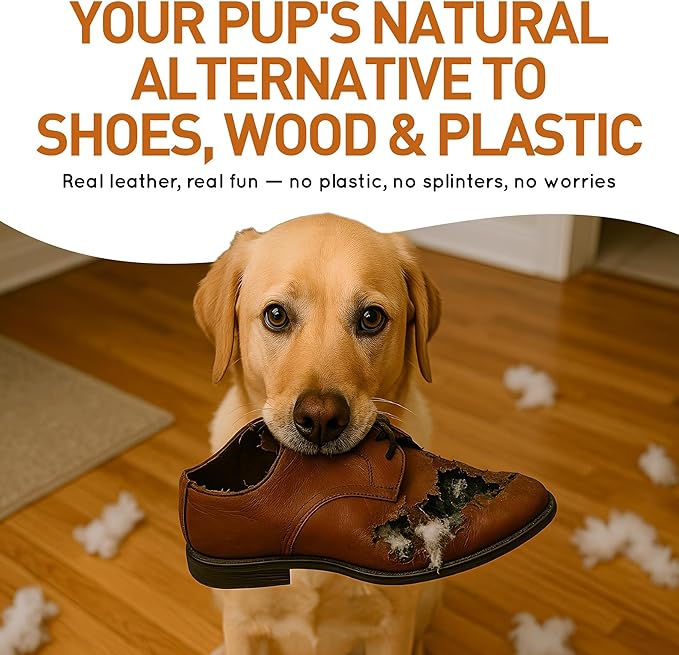 Wildfang® Leather Dog Toy, Medium - Leather Bone for Teething Dog, Dental Toys for Puppies, Training for Chewing Muscles, Puppy Chew Bones for Light or Medium Chewers (for Dogs 22-33 lbs), Pack of 1