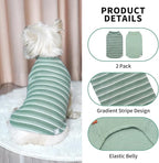 KYEESE 2Pack Waffle Dog Shirts for Small Dogs Stretchy T-Shirts Lightweight Tank Top Sleeveless Striped Vest Breathable Pet Tee, X-Large, Green+Striped
