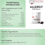 Pet Vet Allergy Relief Chews for Dogs (Beef Liver) – Itchy Skin Relief for Dog Allergies – Skin Irritation Treatment, Allergy Chews, Pet Probiotics – Dog Health
