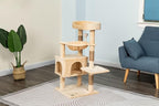 Go Pet Club Everyday Value 37in Cat Tree Tower Cat Condo Comfy Large Perch, Scratching Posts, Dangling Mouse and Hammock, Cat Play Tower for Cats and Kittens, Beige