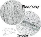 Friends Forever Donut Dog Bed Faux Fur Fluffy Calming Sofa For Large Dogs, Soft & Plush Anti Anxiety Pet Couch For Dogs, Machine Washable Coco Pet Bed with Non-Slip Bottom, 36"x36"x8" Ivory