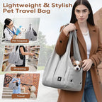 Dog Purse Carrier for Small Dogs, Cats, and Puppies – Soft-Sided Travel Pet Tote Bag with 4 Large Pockets, Foldable, Lightweight, Fits Pets up to 15 lbs, for Travel, Vet, Outings (Grey)