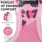 SCENEREAL Cat Harness & Leash Set Escape Proof - Adjustable Air Mesh Vest with Reflective Strips for Kittens, Puppies, Rabbits, Pink Leopard M