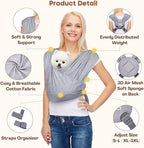 Dog Carrier for Small Dogs, Front Facing Dog Carrier Sling, Hands Free Cat Sling, Size Adjustable, Reducing Back Pain, Soft Cotton, Premium Dog Sling Carrier (Plus, Heather Gray)