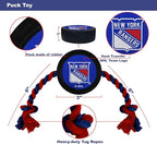 Pets First NHL New York Rangers Puck Toy for Dogs & Cats. Play Hockey with Your Pet with This Licensed Dog Tough Toy Reward!